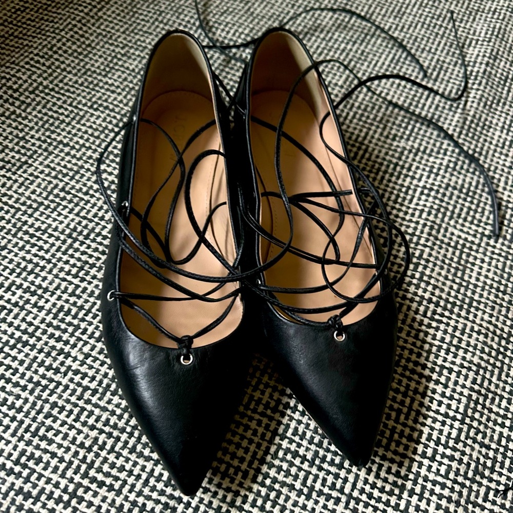 J Crew leather ballet lace up flats 6.5